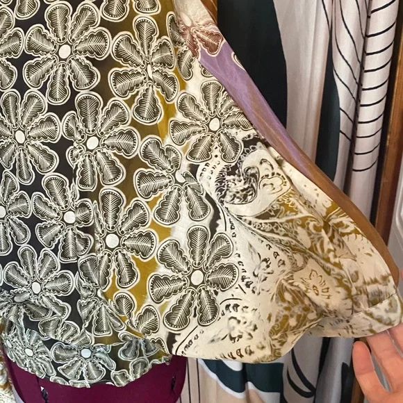 Anthropologie Burlapp Cotton Silk Floral Blouse Small